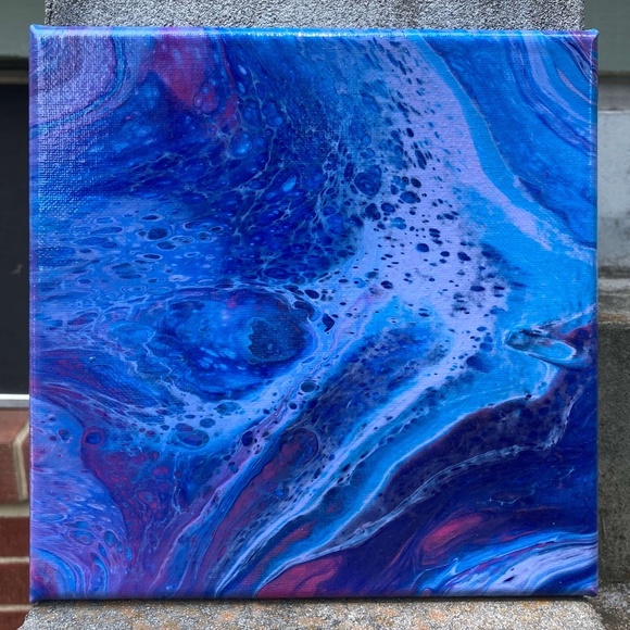 Color Fluent Art Other - Soul Search 8"x8" Painting by Color Fluent Art (Blue/Purple/Pink)